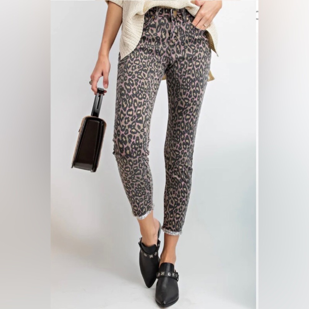 Easel  leopard print jeans